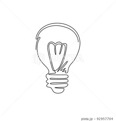 Single one line drawing light bulb line icon - Stock Illustration  [92957704] - PIXTA