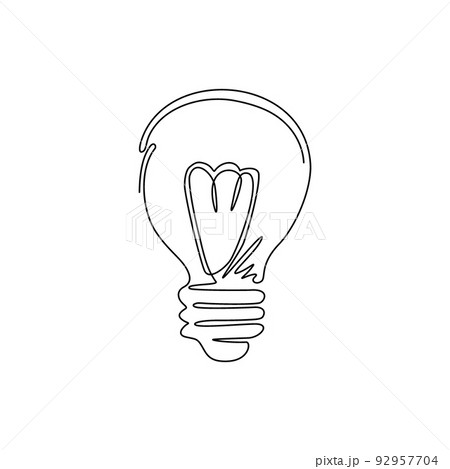 Single one line drawing light bulb line icon - Stock Illustration [ 92957704] - PIXTA