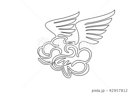 Continuous one line drawing brain with wings fly in the sky. Flying brain icon. Brains of the dreamer. Free mind logo template design label emblem. Single line draw design vector graphic illustration Continuous one line drawing brain with wings fly in the sky. Flying brain icon. Brains of the dreamer. Free mind logo template design label emblem. Single line draw design vector graphic illustration 92957812