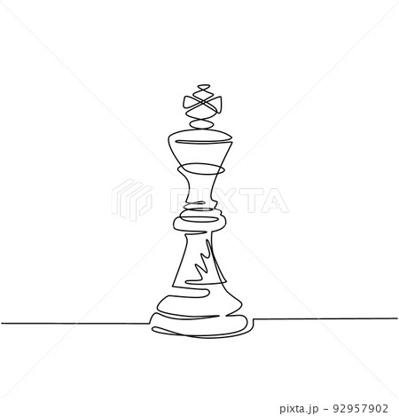 Single one line drawing chess pieces aligned, luxury hand drawn or  engraving. King, Queen, Bishop, Knight, Rook, Pawn. Leader success concept.  Continuous line draw design graphic vector illustration 8719209 Vector Art  at