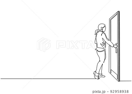 Single continuous line drawing businesswoman - Stock