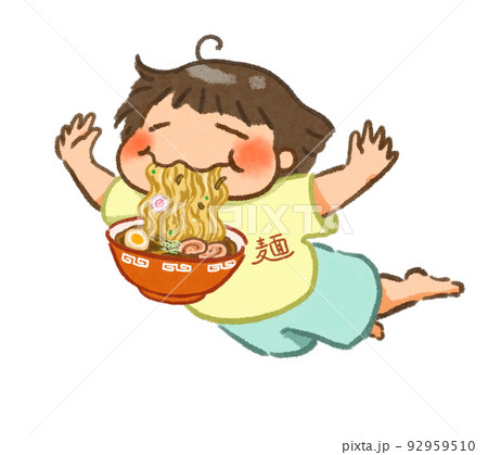 ラーメンを食べながら飛ぶ　半袖麺Tシャツ 92959510