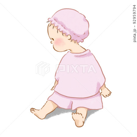 パジャマを着て座っている子供 ピンク カゲあり パジャマを着て座っている子供 ピンク カゲあり 92959794