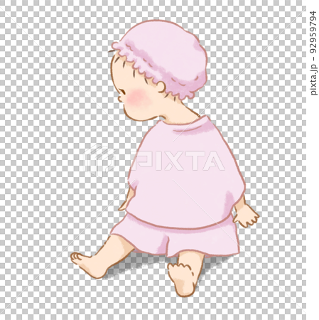 Children sitting in pajamas with pink shadows 92959794