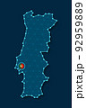 Portugal simplified vector map in a digital blue design 92959889