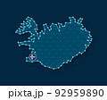 Iceland simplified vector map in a digital blue design 92959890