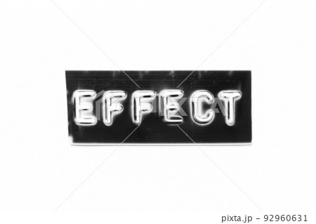 Black color banner that have embossed letter with word effect on white paper background 92960631
