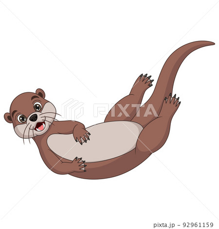 Cute little otter cartoon posing - Stock Illustration [92961159] - PIXTA