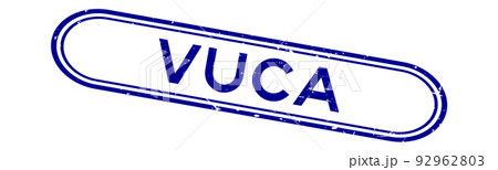 Grunge blue VUCA (abbreviation of Volatility, uncertainty, complexity and ambiguity) word rubber seal stamp on white background 92962803