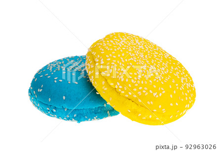 ukrainian burger yellow blue isolated ukrainian burger yellow blue isolated 92963026