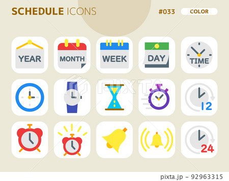 スケジュールに関連するカラースタイルのアイコンセット_033 92963315