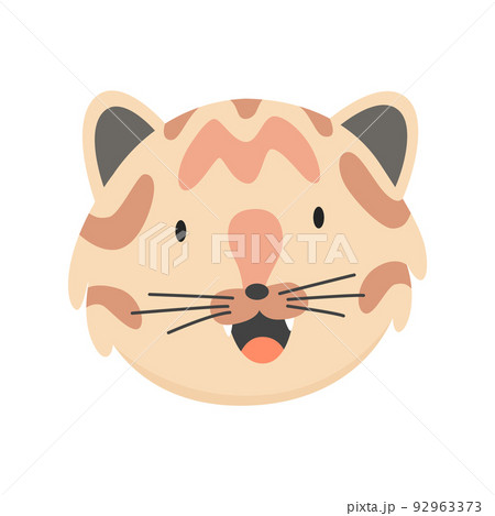 Cat head emoticon. Funny decorative drawn cat face character or avatar. Vector illustration of domestic pet Cat head emoticon. Funny decorative drawn cat face character or avatar. Vector illustration of domestic pet 92963373
