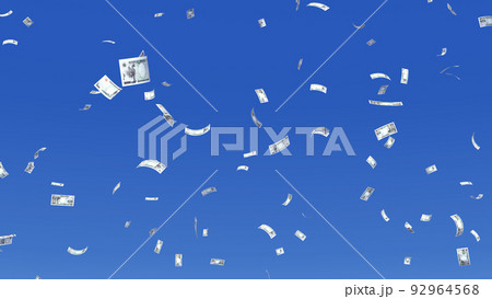 お金 マネー 紙幣 お札 現金 青空 スカイ 3D イラスト 背景 バック 92964568