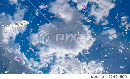 お金 マネー 紙幣 お札 現金 青空 スカイ 3D イラスト 背景 バック お金 マネー 紙幣 お札 現金 青空 スカイ 3D イラスト 背景 バック 92964600
