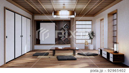 Zen room interior design with decoration japanese style.3D rendering 92965402