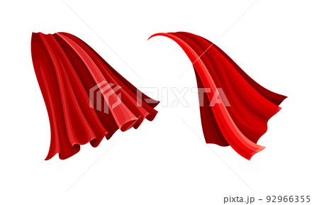 Red flying capes set. Silk carnival cloak, costume for superhero or vampire cartoon vector illustration 92966355