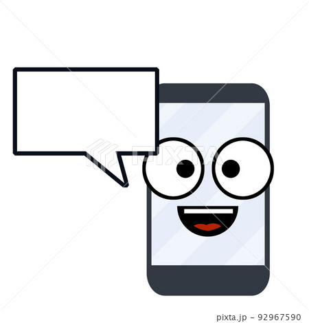 Cheerful mobile phone with smile on screen. Fun Gadget for communication 92967590