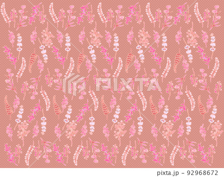 手描きのパターン、秋色の植物 92968672