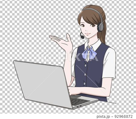 案内をするコールセンターの女性 案内をするコールセンターの女性 92968872
