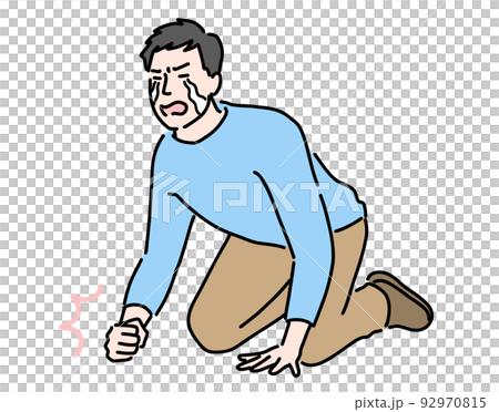 ひざまづいて涙を流して悔しがっている若い男性 92970815