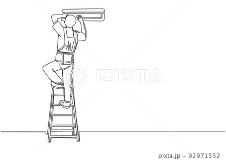 Single continuous line drawing air conditioning - Stock Illustration  [92971552] - PIXTA