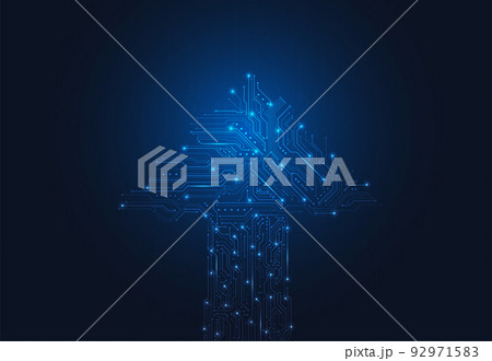 Abstract arrow background with technology circuit board texture. Electronic motherboard illustration. Communication and engineering concept. Vector illustration Abstract arrow background with technology circuit board texture. Electronic motherboard illustration. Communication and engineering concept. Vector illustration 92971583