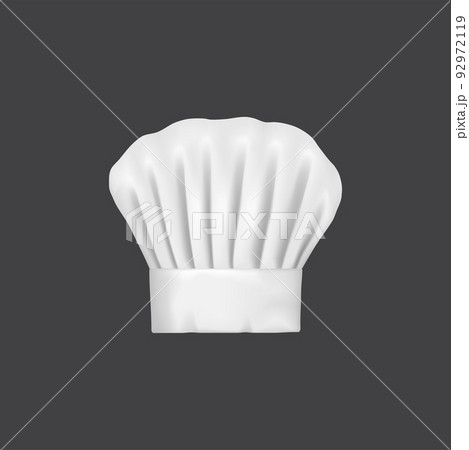 Realistic chef hat, cook cap and baker toque. 3d white chef hat. Restaurant kitchen staff uniform hat, cafe cook 3d vector cap or bakery baker isolated toque with creases Realistic chef hat, cook cap and baker toque. 3d white chef hat. Restaurant kitchen staff uniform hat, cafe cook 3d vector cap or bakery baker isolated toque with creases 92972119