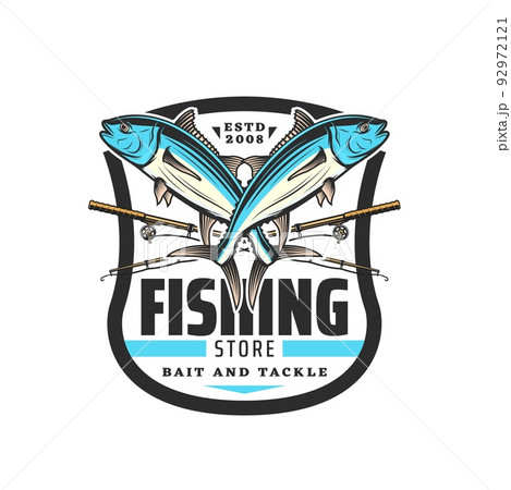 Fishing store vector icon with crossed tuna - Stock