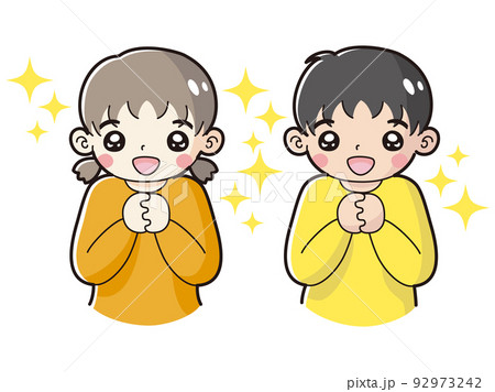 ときめく男の子と女の子のイラストセット 92973242