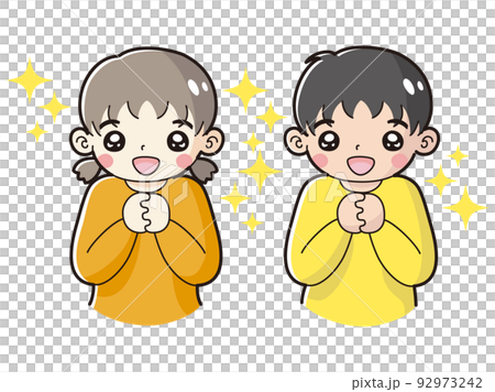 ときめく男の子と女の子のイラストセット 92973242