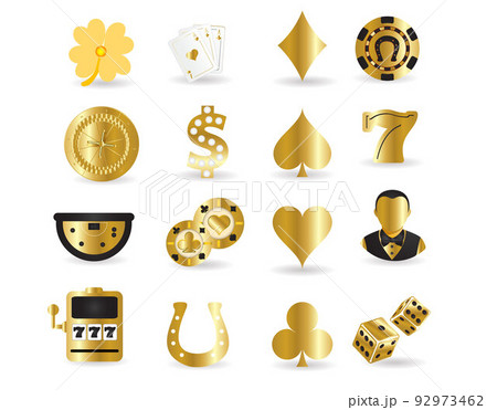 Golden gambling, poker card game, casino, luck vector icons isolated on white background Golden gambling, poker card game, casino, luck vector icons isolated on white background 92973462
