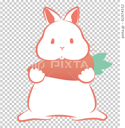 New Year's card material Rabbit standing in the way while eating a carrot Handwritten New Year's card material Rabbit standing in the way while eating a carrot Handwritten 92974552