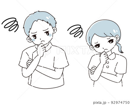 困っている白衣を着た男性と女性のイラストセット 92974750