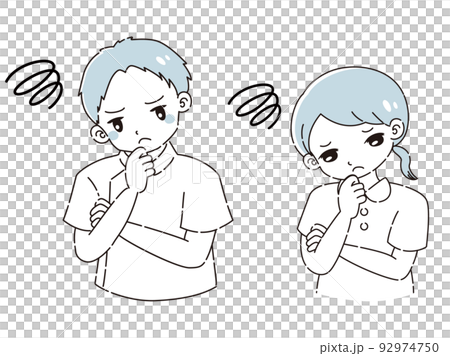 Illustration set of men and women in white coats who are in trouble 92974750
