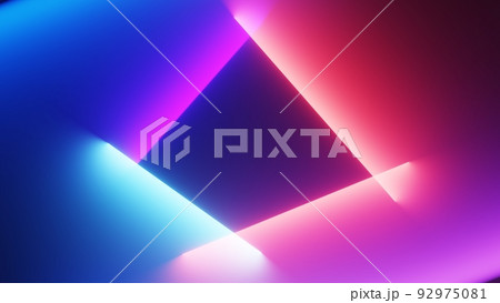 Abstract colorful neon glowing light background. Speed light illuminated. Florescent on the dark scene. Curvy moving line shape. 3D render. 92975081