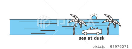 海とオープンカー　風景 92976071