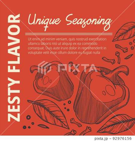 Unique seasoning, organic and zesty flavor vector 92976156