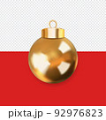 Realistic christmas golden ball holiday decor Vector illustration 92976823
