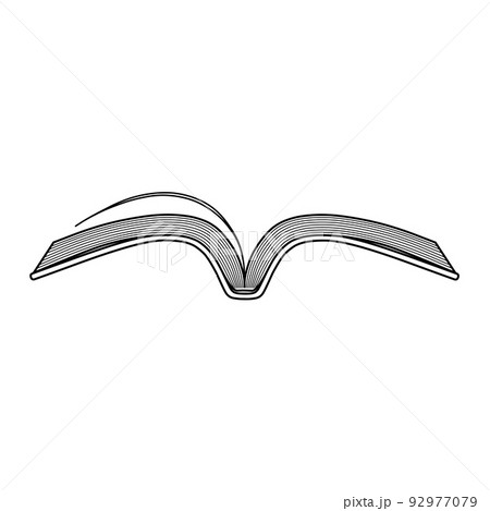 open book design black drawing - Stock Illustration [25156539] - PIXTA