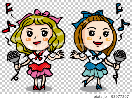 アイドル活動をするやさしい顔をした女の子二人 92977207