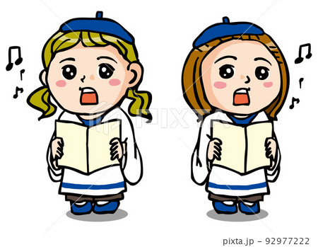 聖歌隊で歌うやさしい顔の女の子二人 92977222