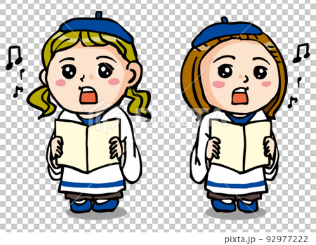 聖歌隊で歌うやさしい顔の女の子二人 92977222