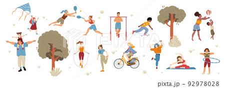 People outdoor activities, characters fun, relax 92978028