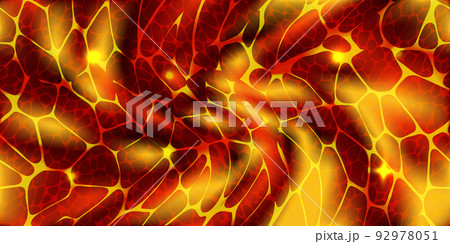 Seamless pattern of glowing magma surface or volcano lava river top view 92978051
