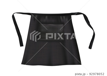 Realistic black blank short apron mockup with fabric texture isolated from background 92978052