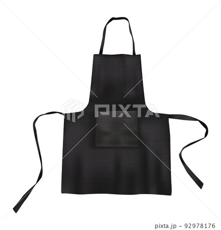 Realistic black blank apron mock up with fabric texture isolated from background 92978176