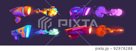 Laser blasters, space guns vfx effect, rayguns set 92978288