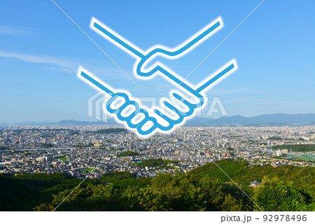 握手 都市風景 握手 都市風景 92978496