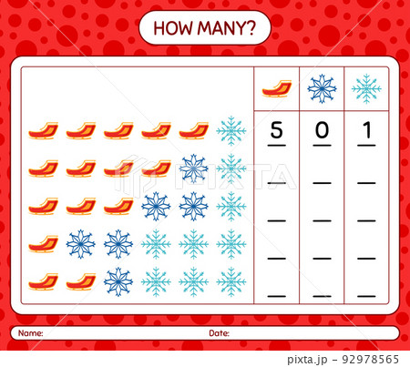 How many counting game with christmas icon. worksheet for preschool kids, kids activity sheet 92978565