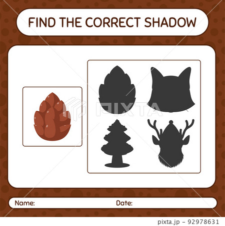 Find the correct shadows game with pine cone. worksheet for preschool kids, kids activity sheet 92978631